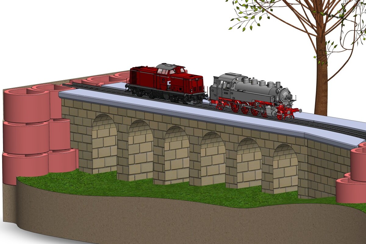 CAD Planung des Viaduktes mit Umgebung